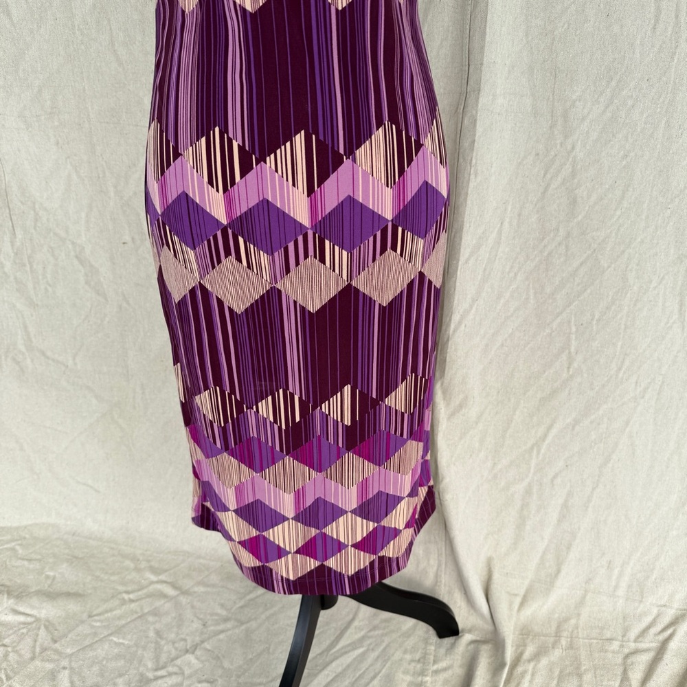 Vintage Rampage Dress Size S Purple Geometric Cowl Neck Midi - Picture 4 of 9